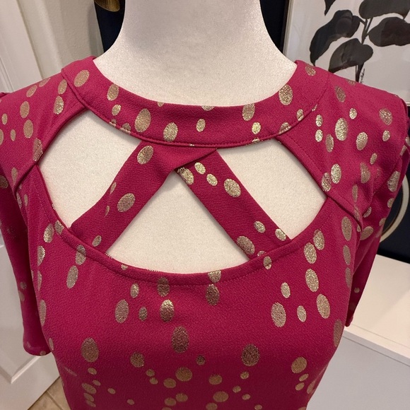 Louise Harris Pink and Gold Polka Dot Blouse Excellent condition, size Medium - Picture 2 of 7